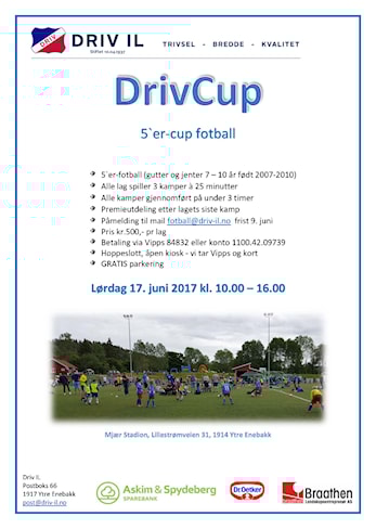 Fotballens dag er nå DrivCup, lørdag 17.juni kl. 10.00 - 16.00